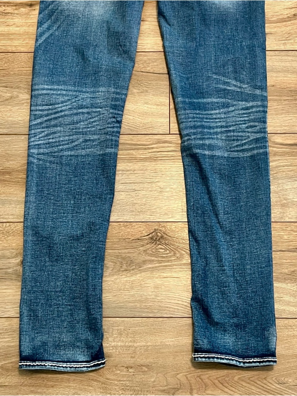 Rock Revival Janelle Skinny Jeans SZ 32 Blue Denim Thick Stitch Rhinestone - Picture 16 of 16